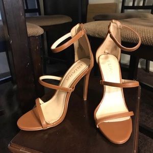 leather brown stilettos